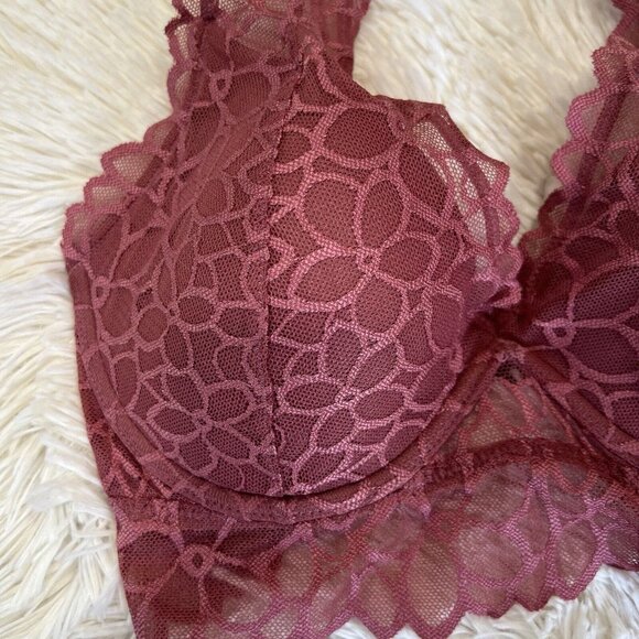 VICTORIA'S SECRET PINK  HALTER LACE BRALETTE BRA PINK MAUVE SDD - Picture 4 of 10